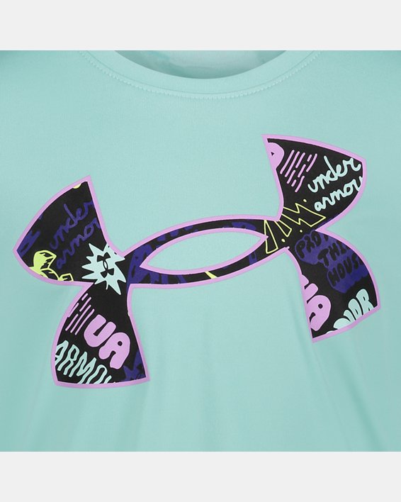 Girls' Pre-School UA Brand Marker Big Logo T-Shirt, Blue, pdpMainDesktop image number 1